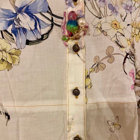 NWT Pearls by Aratta Floral Button Down Blouse - XS - Picture 6 of 14
